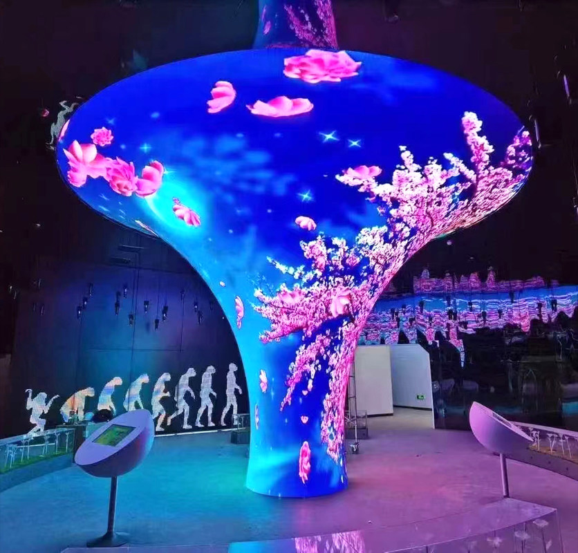 বৃত্তাকার পাতলা নমনীয় LED ডিসপ্লে স্ক্রিন P1.8 P2 P2.5 P3 পূর্ণ রঙ